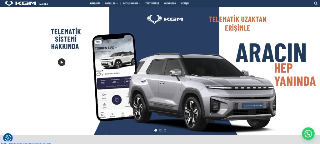 KGM SsangYong Ümit Ünlü — yetkili bayi web sitesi ana sayfa görünümü