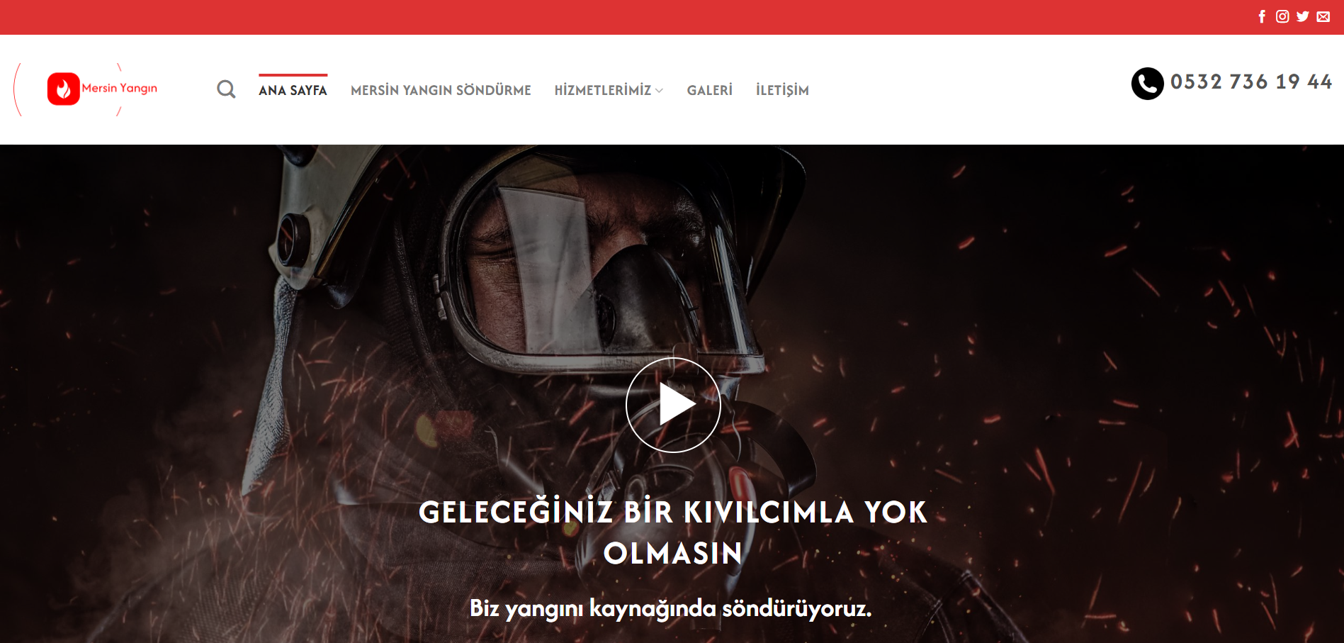 Mersin Yangın — kurumsal web sitesi ana sayfa görünümü